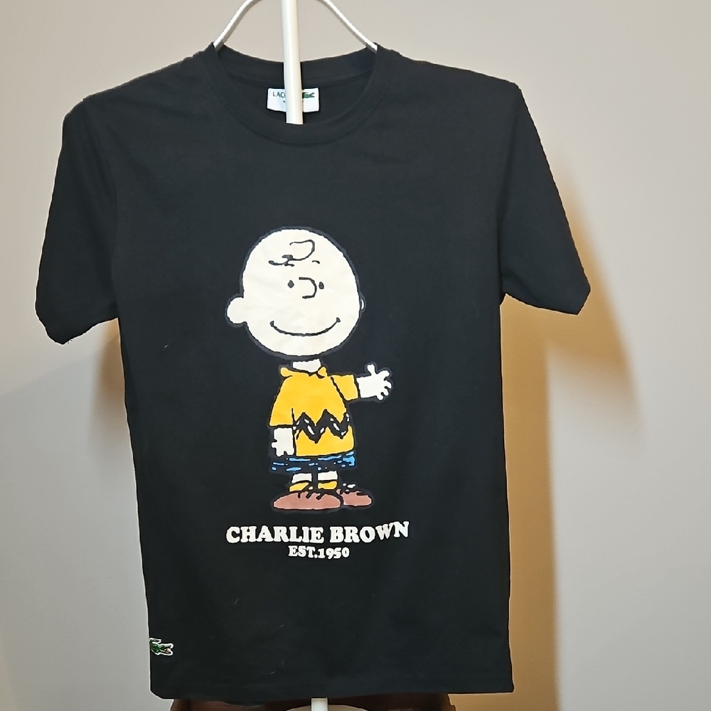 Lacoste Charlie Brown Est. 1950 Lacoste T-Shirt - Black Size M Unisex